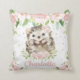  Rosa Blommigt Cute Hedgehog Girl Nursery Kudde