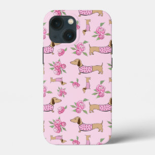Rosa Blommigt Dachshund Mobil