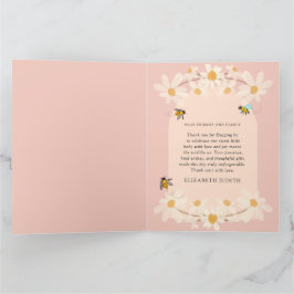 Rosa Blommigt Daisy Bees Baby Shower Tack Kort