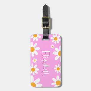 Rosa Blommigt Daisy Kids Anpassningsbar School Bag Bagagebricka