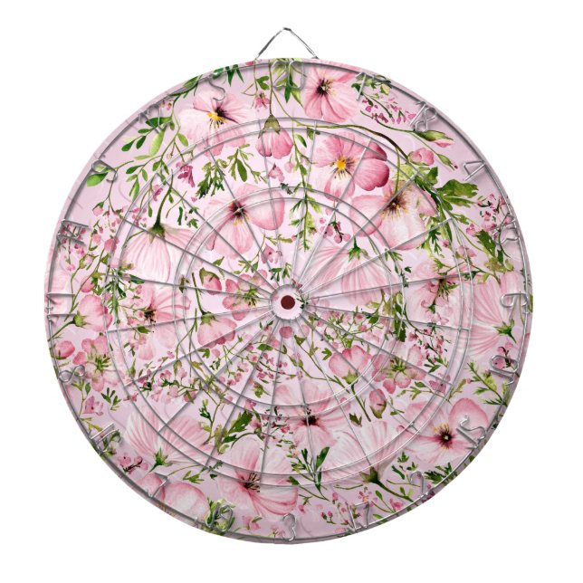 Rosa Blommigt Dartboard Darttavla (Framsidan)