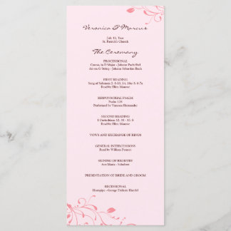Rosa Blommigt Decal-Bröllopsprogram Program