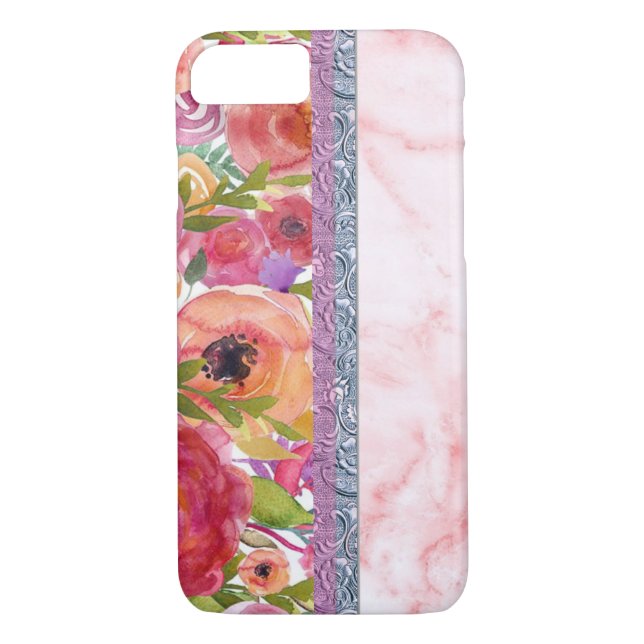 Rosa Blommigt Design Case-Mate iPhone Skal (Baksida)