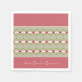 Rosa Blommigt Design Pappersservett