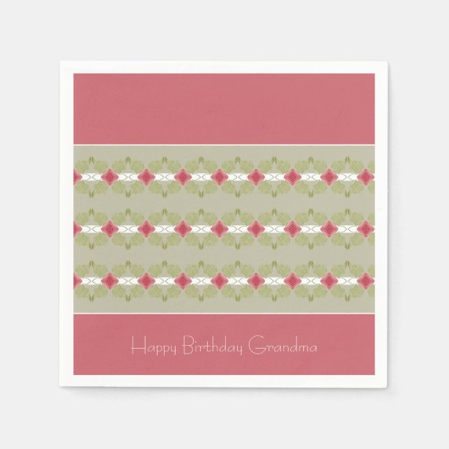 Rosa Blommigt Design Pappersservett (Framsidan)