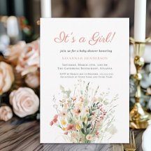 Rosa Blommigt Det är en flicka Babyskugga