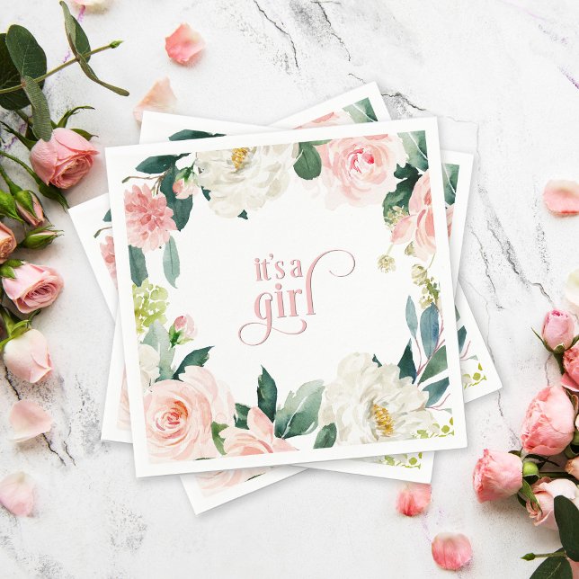  Rosa Blommigt Det är en liten babyskugga Pappersservett (Skapare uppladdad)