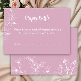 Rosa Blommigt Diaper Raffle Baby Shower Tilläggskort