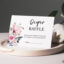 Rosa Blommigt Diaper Raffle Baby Shower Tilläggskort