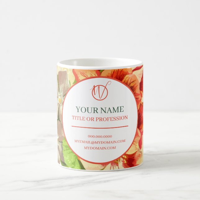 Rosa Blommigt Ditt yrke och din webbplats, ZSSG Kaffemugg (Center)