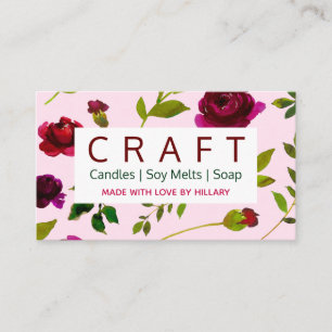 Rosa Blommigt DIY Craft Candle Soy Melt and Soap Visitkort