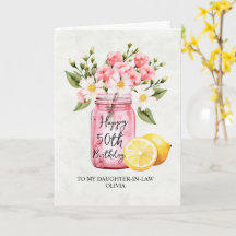 Rosa Blommigt Dotter i lag 50:e födelsedagen