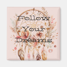  Rosa Blommigt Dream Catcher Magnet