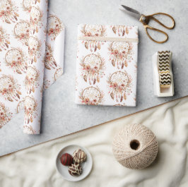 Rosa Blommigt Dream Catcher Presentpapper