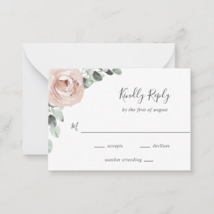 Rosa Blommigt Dusty Ro Bröllop Mini OSA kort