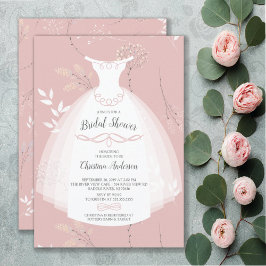 Rosa Blommigt Elegance Bride Gown Möhippa Inbjudningar