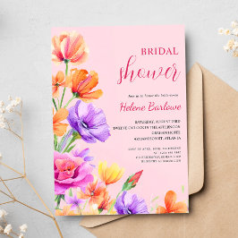 Rosa Blommigt Elegant Boho WildblomMöhippa Inbjudningar