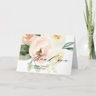 Rosa Blommigt Elegant bröllop Förlovning Tack Kort