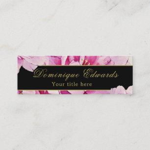 Rosa Blommigt Elegant Chic Guld Professionell Mini Visitkort