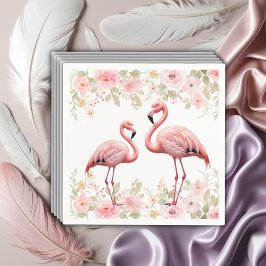 Rosa Blommigt Elegant Flamingo Baby Shower Pappersservett