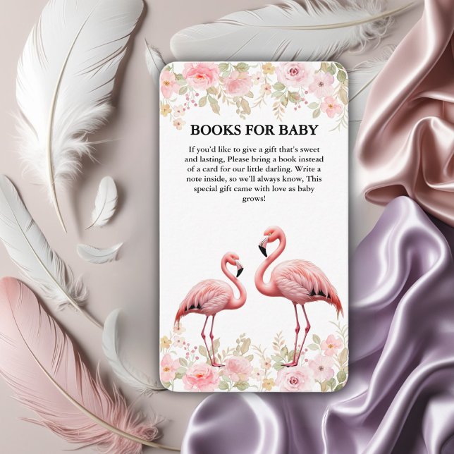 Rosa Blommigt Elegant Flamingo Baby Shower Tilläggskort (Skapare uppladdad)