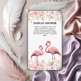 Rosa Blommigt Elegant Flamingo Baby Shower Tilläggskort