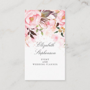 Rosa Blommigt Elegant för vattenfärg och modern Visitkort