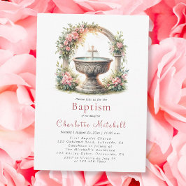 Rosa Blommigt Elegant Kor Baptism Inbjudningar