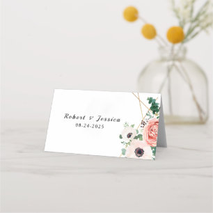 Rosa Blommigt Elegant Modern Flowers Bröllop Placeringskort