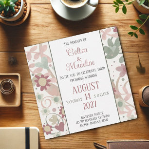 Rosa Blommigt Elegant Modern Inspirief Bröllop Inbjudningar