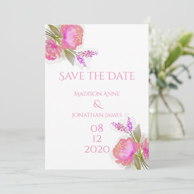 Rosa Blommigt Elegant Personlig Söt Chic  Spara Datumet (Stående Fram)