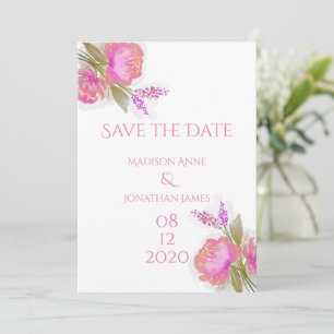 Rosa Blommigt Elegant Personlig Söt Chic Spara Datumet
