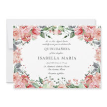 Rosa Blommigt Elegant Quinceañera