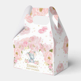  Rosa Blommigt Elephant Baby Shower Birthday Presentaskar