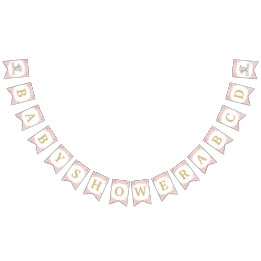  Rosa Blommigt Elephant Baby Shower Birthday Vimplar