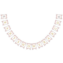  Rosa Blommigt Elephant Baby Shower Birthday Vimplar