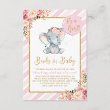 Rosa Blommigt Elephant Baby Shower ger ett Bok-kor
