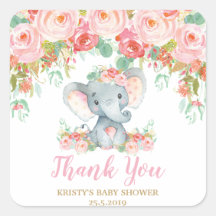 Rosa Blommigt Elephant Baby Shower Girl FavFavorit