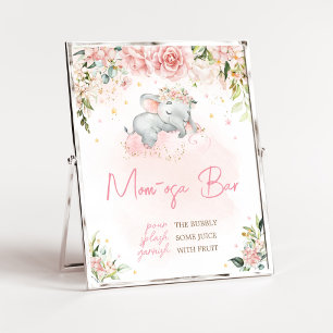 Rosa Blommigt Elephant Baby Shower Mamma Osa Pub Poster