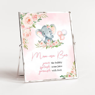 Rosa Blommigt Elephant Balloon Mamma Osa Pub Poster