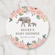 Rosa Blommigt Elephant Girl Baby Shower