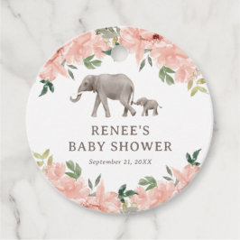 Rosa Blommigt Elephant Girl Baby Shower Gåvor Etiketter