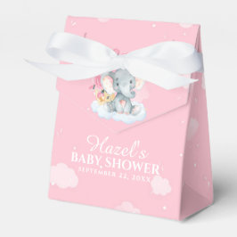 Rosa Blommigt Elephant Girl Baby Shower Tack Presentaskar