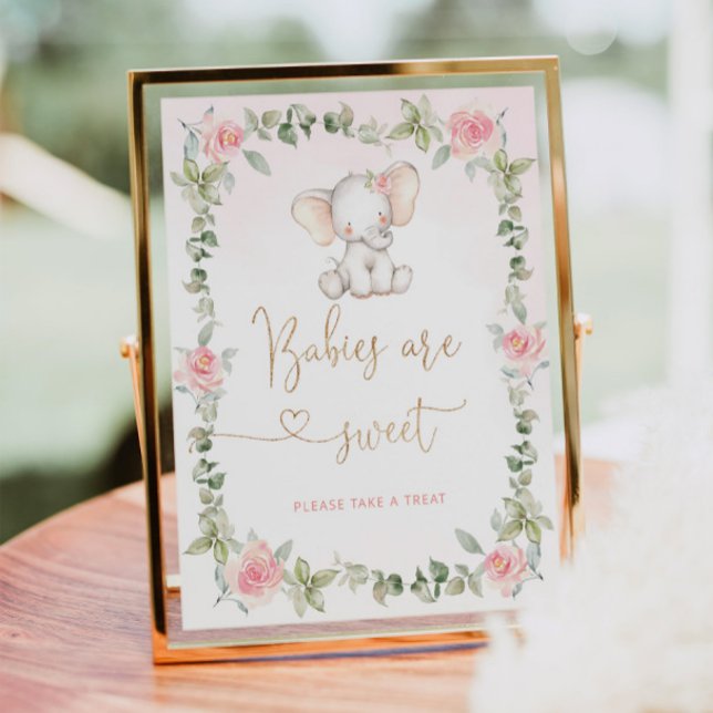 Rosa blommigt Elephant Spädbarn är sött Poster (Skapare uppladdad)