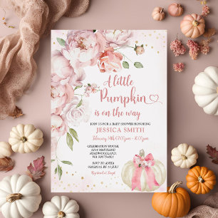 Rosa Blommigt En liten babystövel Inbjudningar