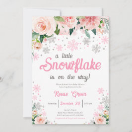 Rosa Blommigt En liten snöflammande babyskugga Inbjudningar