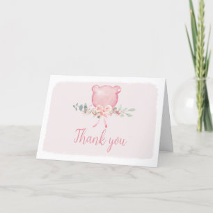 Rosa Blommigt Eucalyptus Balloon Baby Shower Tack Kort