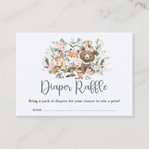 Rosa Blommigt Eucalyptus Woodland Diaper Raffle Tilläggskort