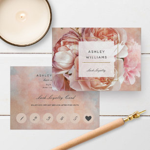 Rosa Blommigt Eyelash Salon Loyalty Card Visitkort