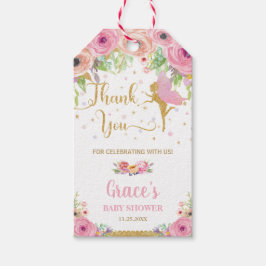 Rosa Blommigt Fairy Birthday Baby Shower Tack Presentetikett